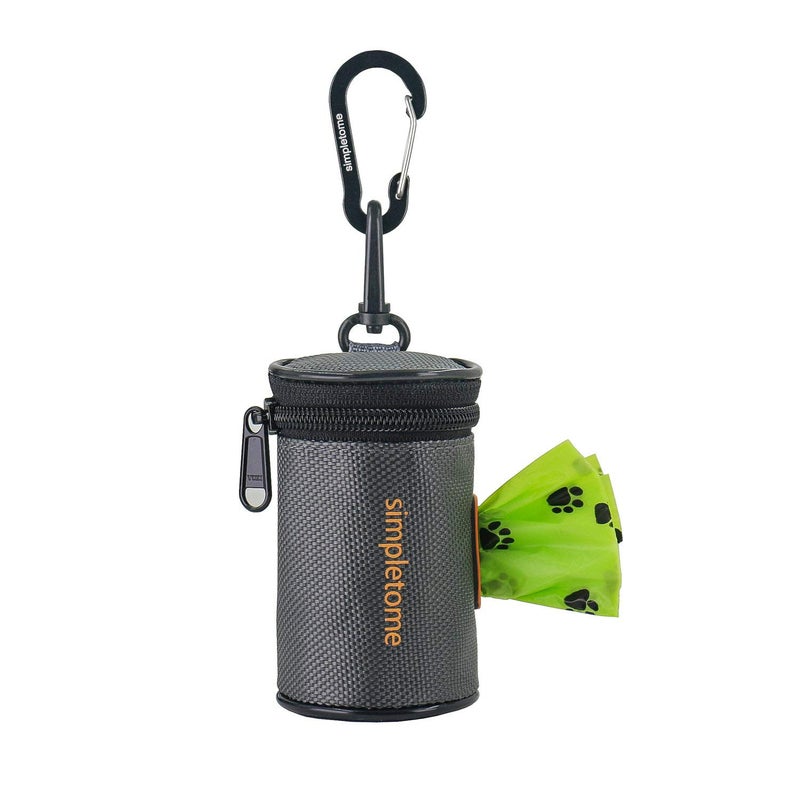 simpletome Dog Waste Bag Dispenser for Leash Belt Waterproof 1680D Oxford YKK Zipper (Grey) - Image 1